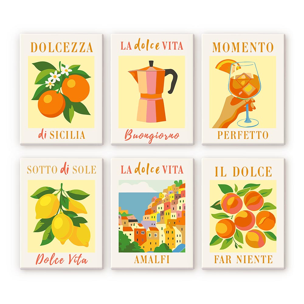 Mini Peinture Par Numéros 15X20Cm (6 Pièces) - Soleil D'Italie
