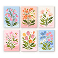 Mini Peinture Par Numéros 15X20Cm (6 Pièces) - Fleurs Pastel