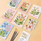 Mini Peinture Par Numéros 15X20Cm (6 Pièces) - Fleurs Pastel