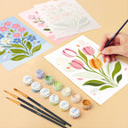 Mini Peinture Par Numéros 15X20Cm (6 Pièces) - Fleurs Pastel