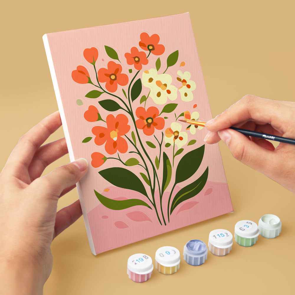 Mini Peinture Par Numéros 15X20Cm (6 Pièces) - Fleurs Pastel