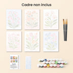Mini Peinture Par Numéros 15X20Cm (6 Pièces) - Fleurs Pastel