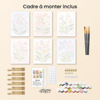 Mini Peinture Par Numéros 15X20Cm (6 Pièces) - Fleurs Pastel