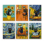 Mini Paint By Numbers 15X20Cm (6 Pieces) - Van Gogh Style Cat