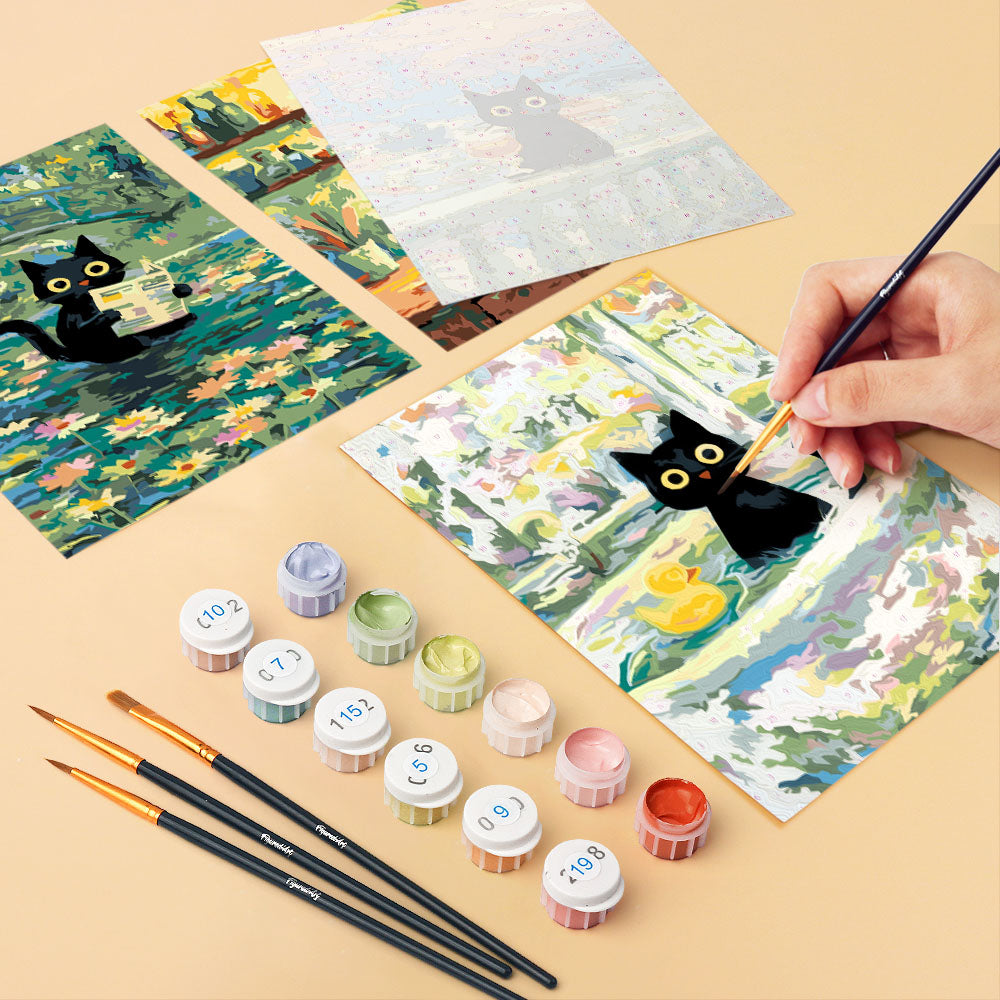 Mini Peinture Par Numéros 15X20Cm (6 Pièces) - Chat Style Claude Monet