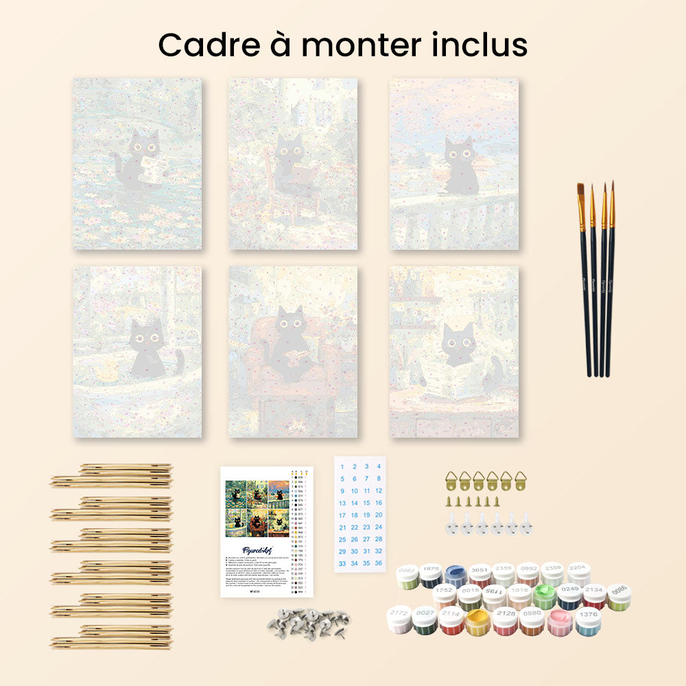 Mini Peinture Par Numéros 15X20Cm (6 Pièces) - Chat Style Claude Monet