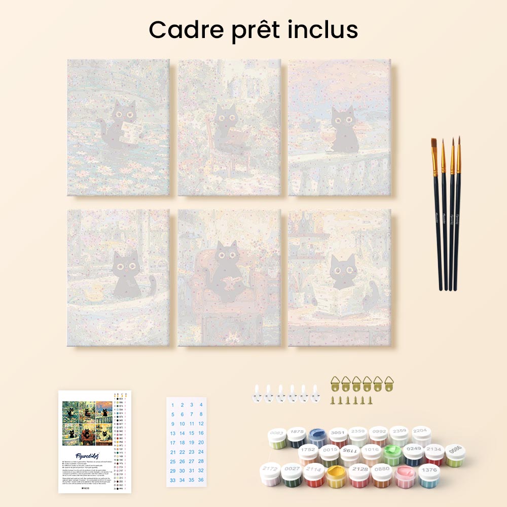 Mini Peinture Par Numéros 15X20Cm (6 Pièces) - Chat Style Claude Monet