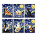 Mini Peinture Par Numéros 15X20Cm (6 Pièces) - Chats Nuit Étoilée