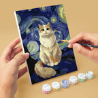 Mini Peinture Par Numéros 15X20Cm (6 Pièces) - Chats Nuit Étoilée