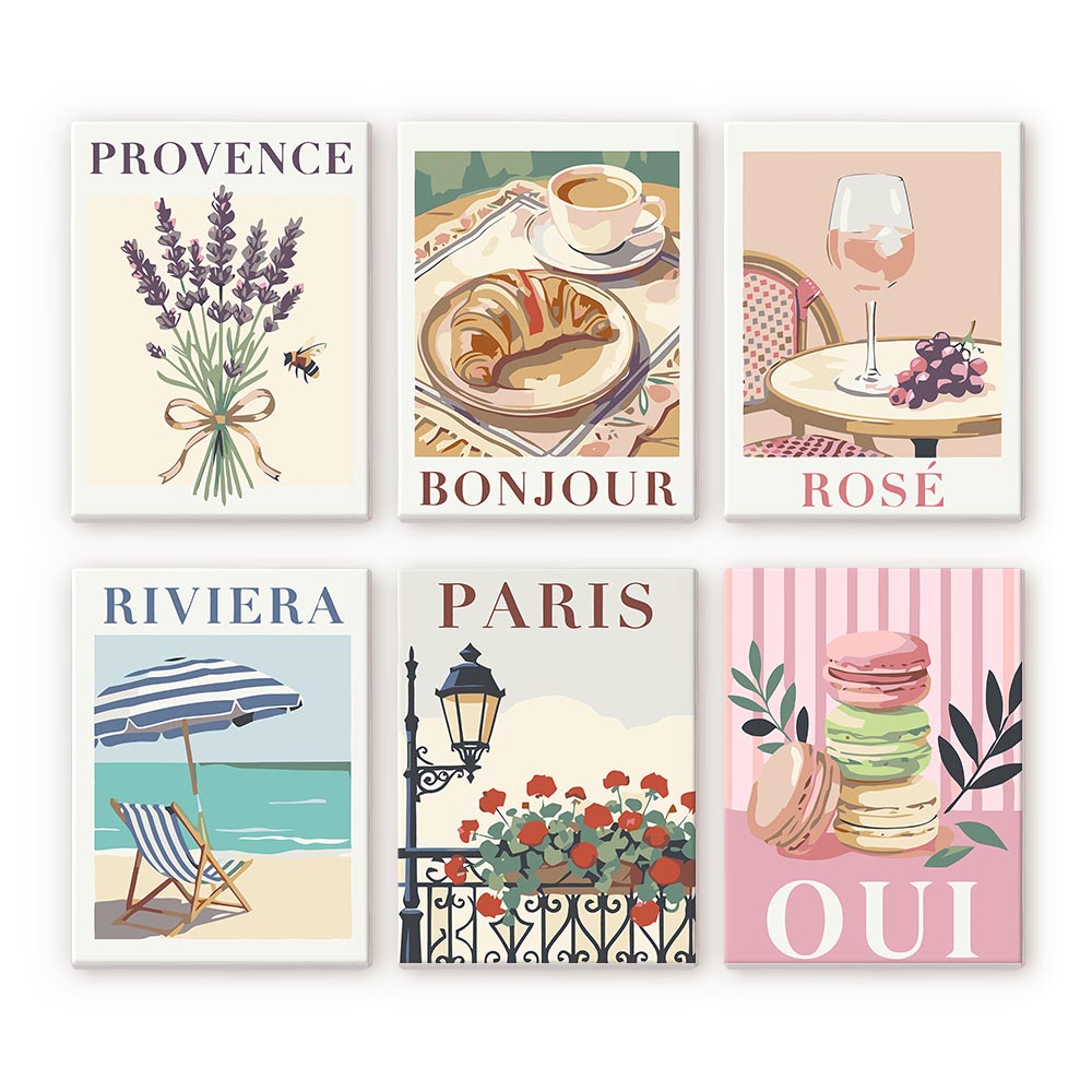 Mini Paint by Numbers 15X20cm (6 Pieces) - France Chic