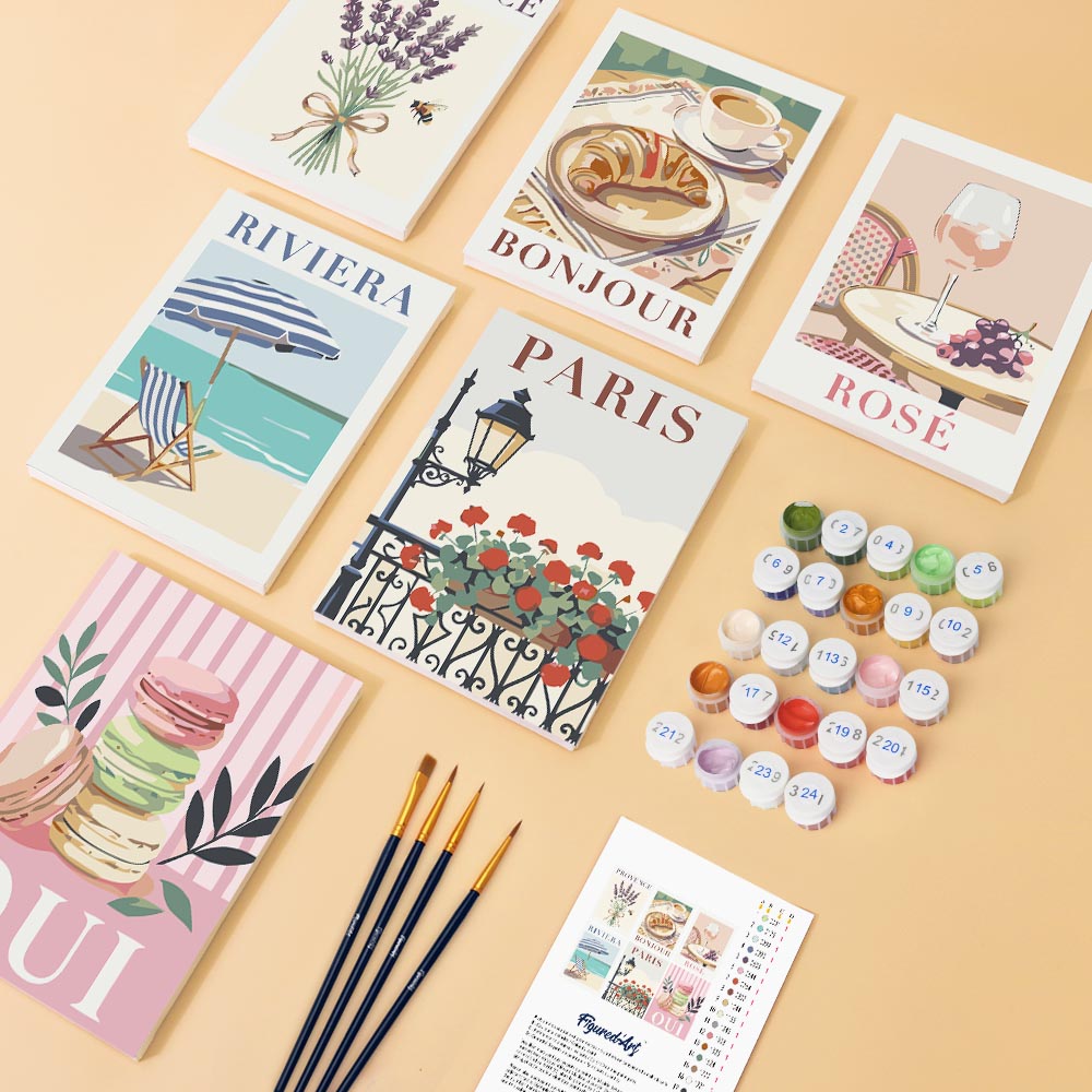 Mini Paint by Numbers 15X20cm (6 Pieces) - France Chic