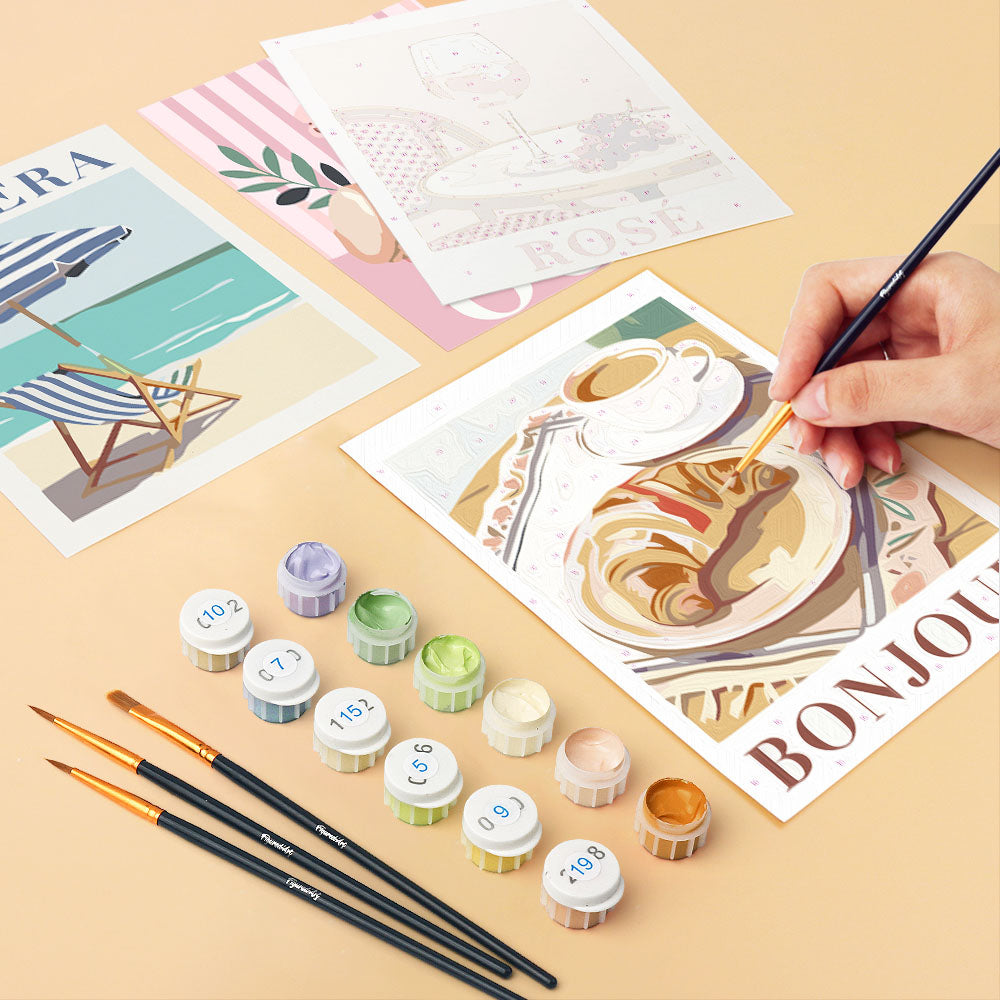 Mini Paint by Numbers 15X20cm (6 Pieces) - France Chic