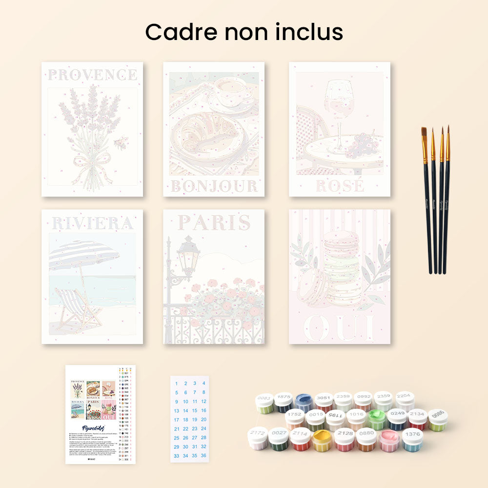 Mini Paint by Numbers 15X20cm (6 Pieces) - France Chic