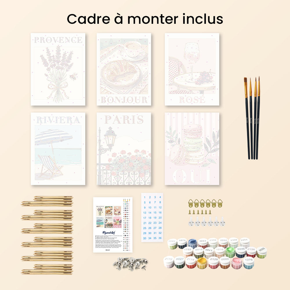 Mini Paint by Numbers 15X20cm (6 Pieces) - France Chic