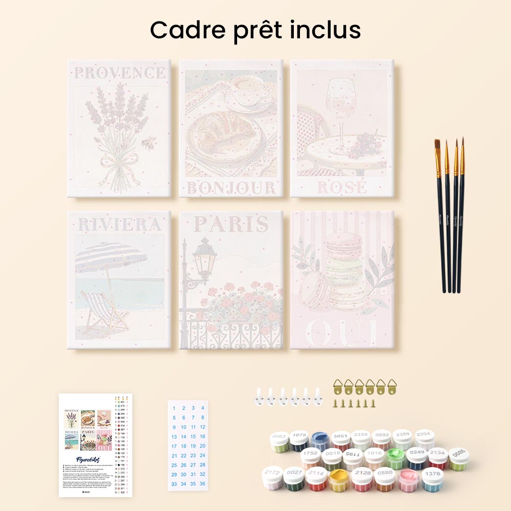 Mini Paint by Numbers 15X20cm (6 Pieces) - France Chic