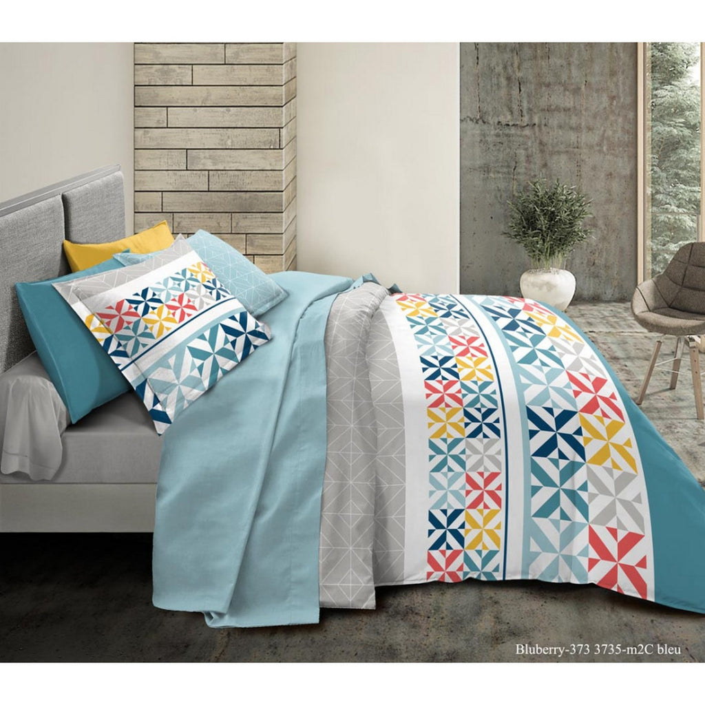 Parure De Couette - 100% Coton - Blueberry Bleu