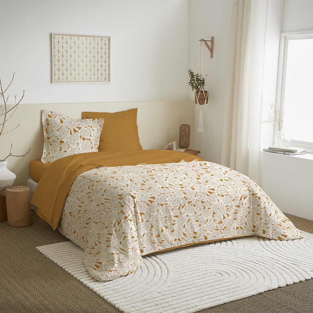Parure De Couette - 100% Coton - Moutarde