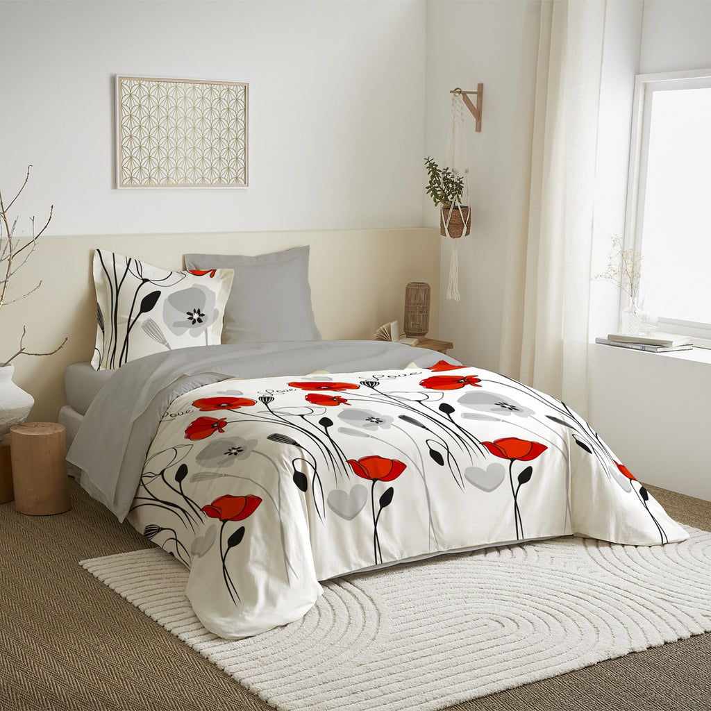 Parure De Couette - 100% Coton - Coquelicot