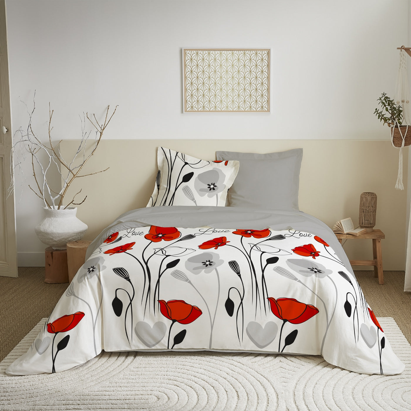 Parure De Couette - 100% Coton - Coquelicot