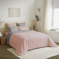 Parure De Couette - 100% Coton - Rose/Gris