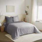 Parure De Couette - 100% Coton - Gris/Anthracite
