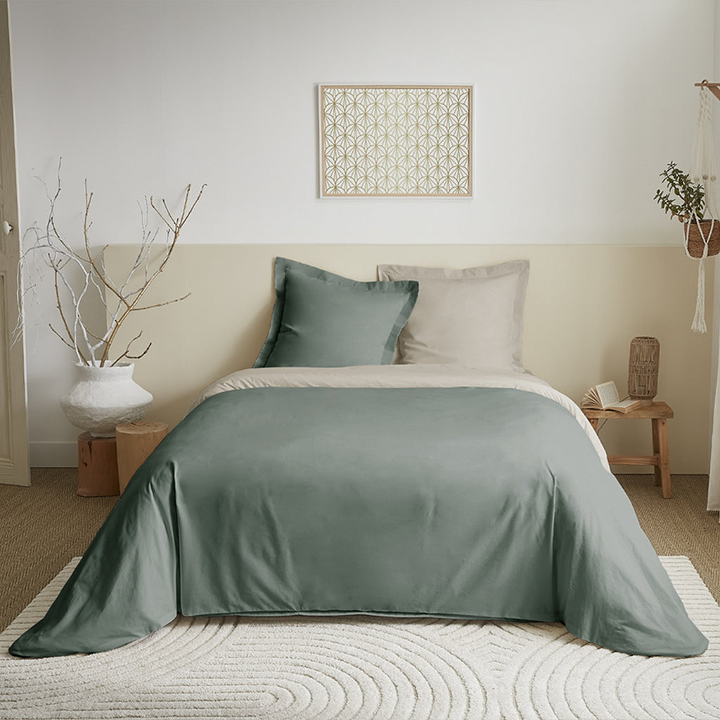 Parure De Couette - 100% Coton - Eucalyptus/Lin