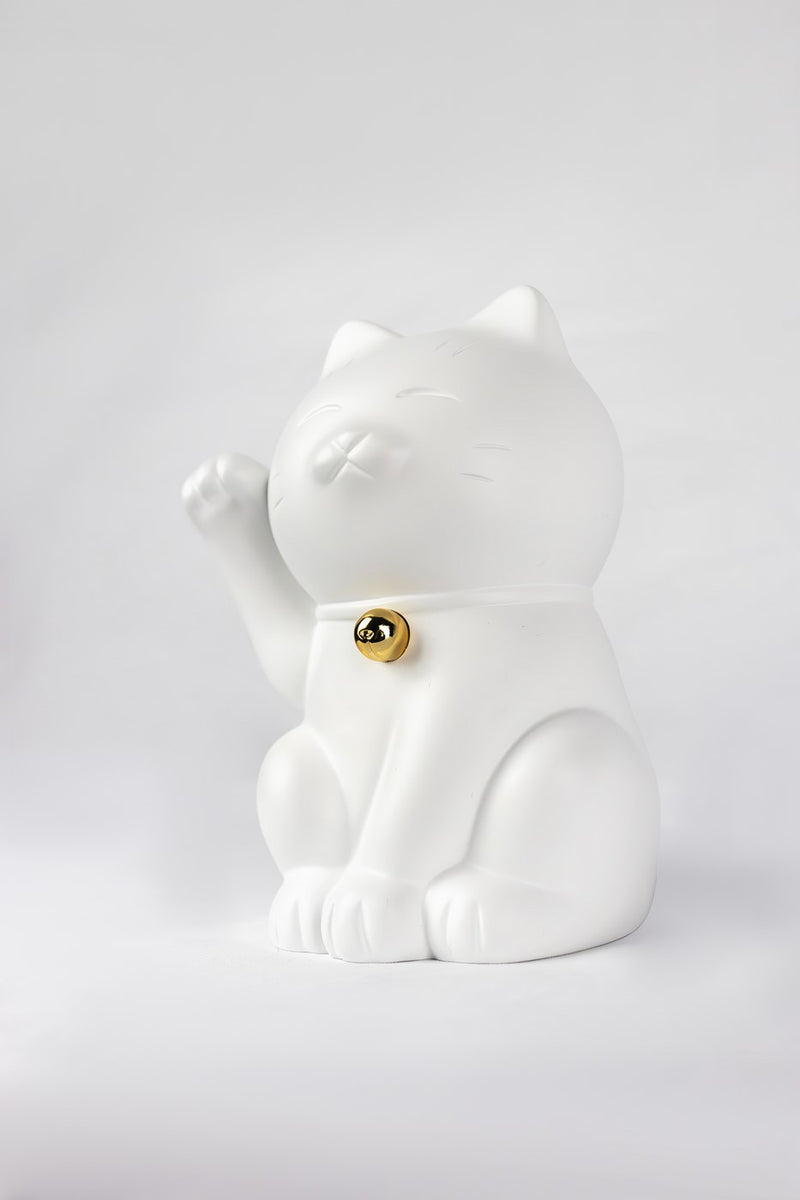 Maneki Neko - LD Studio - 15 Cm - Blanc Mat & Or