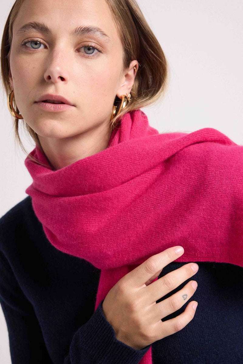 Scarf Stole - Fuchsia - 100% Cashmere Oeko-Tex - Mixed