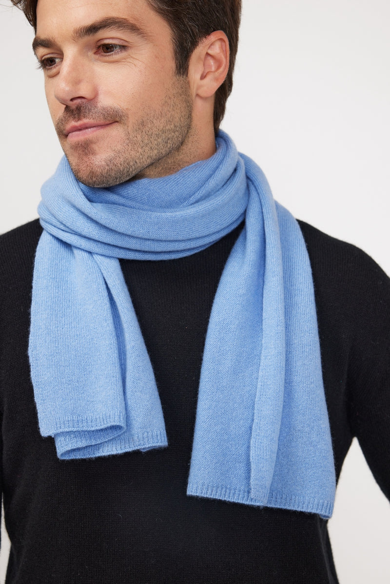 Stole Scarf - Sky Blue - 100% Oeko-Tex Cashmere - Mixed