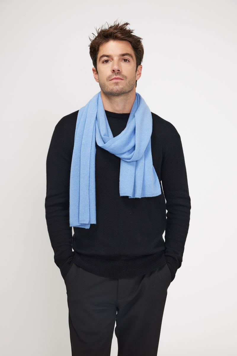 Stole Scarf - Sky Blue - 100% Oeko-Tex Cashmere - Mixed