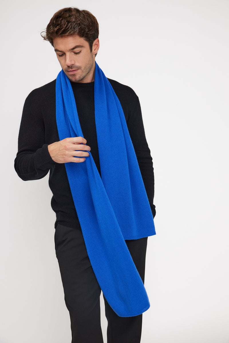 Stole Scarf - Flashy Blue - 100% Oeko-Tex Cashmere - Mixed