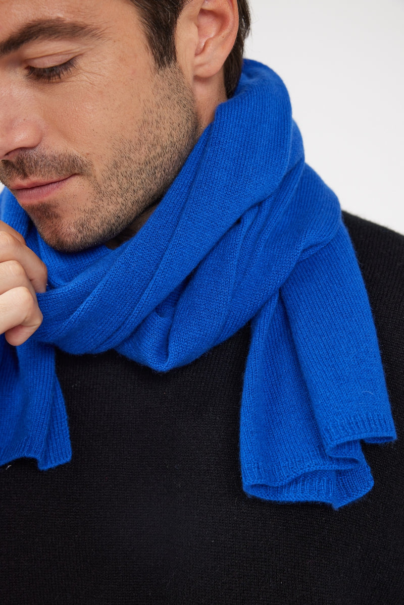 Stole Scarf - Flashy Blue - 100% Oeko-Tex Cashmere - Mixed