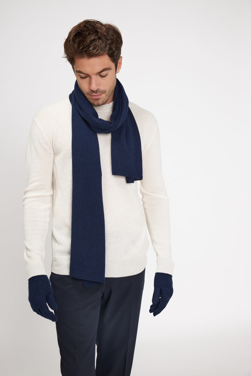 Stole Scarf - Navy Blue - 100% Oeko-Tex Cashmere - Mixed