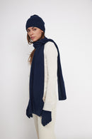 Stole Scarf - Navy Blue - 100% Oeko-Tex Cashmere - Mixed