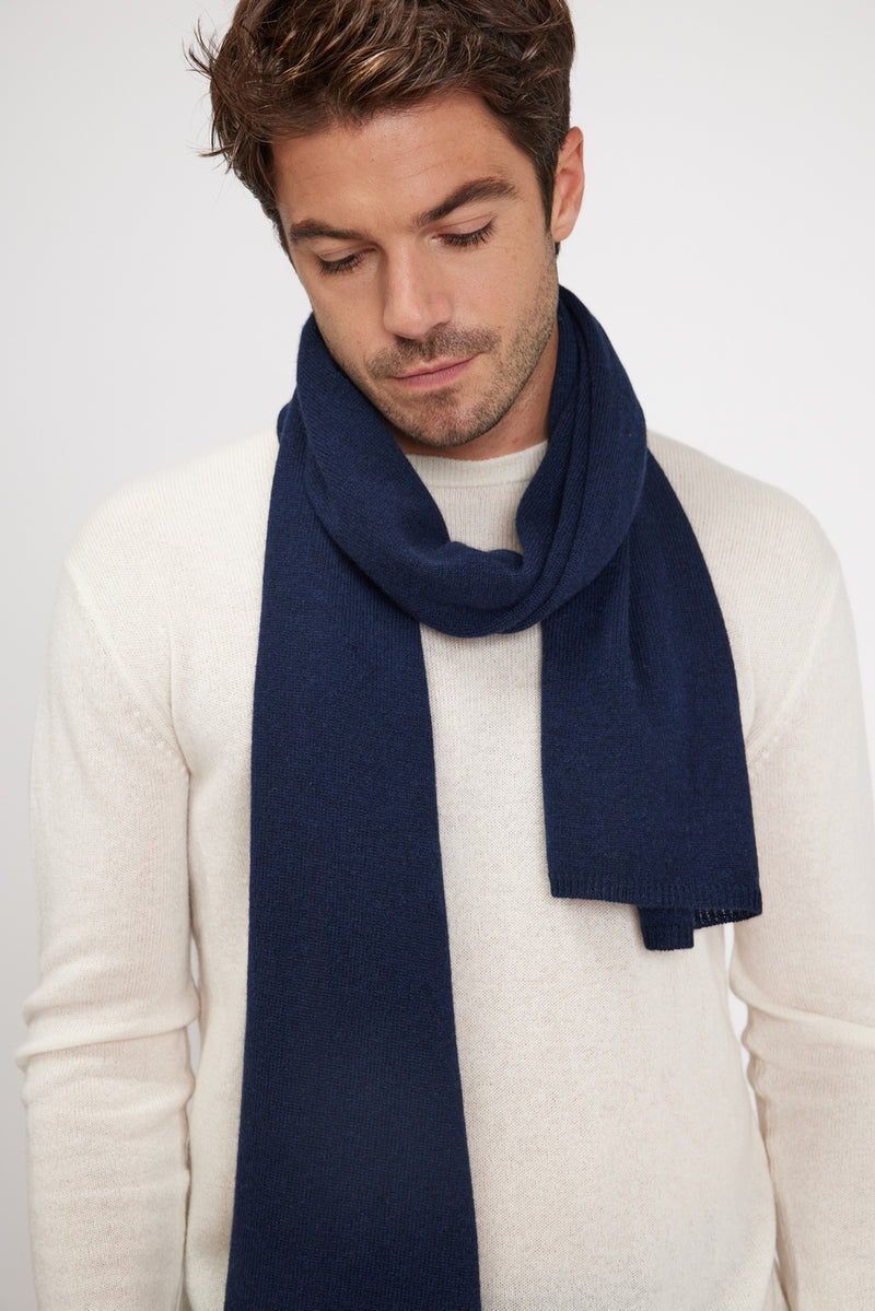 Stole Scarf - Navy Blue - 100% Oeko-Tex Cashmere - Mixed