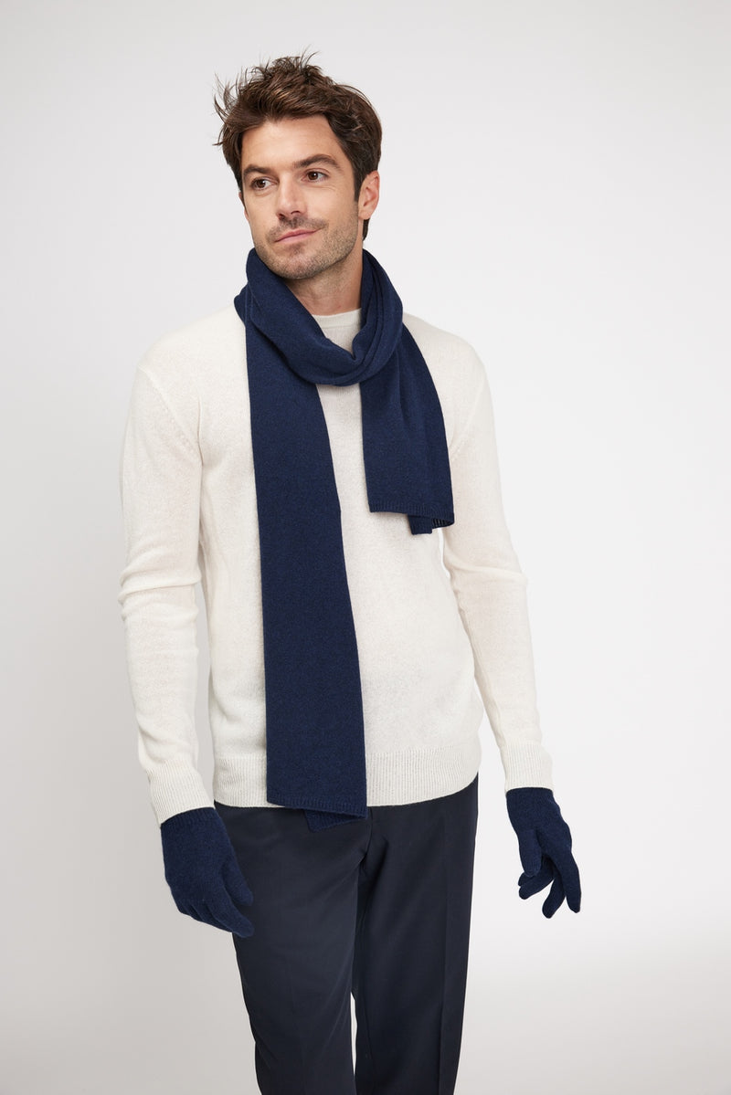 Stole Scarf - Navy Blue - 100% Oeko-Tex Cashmere - Mixed