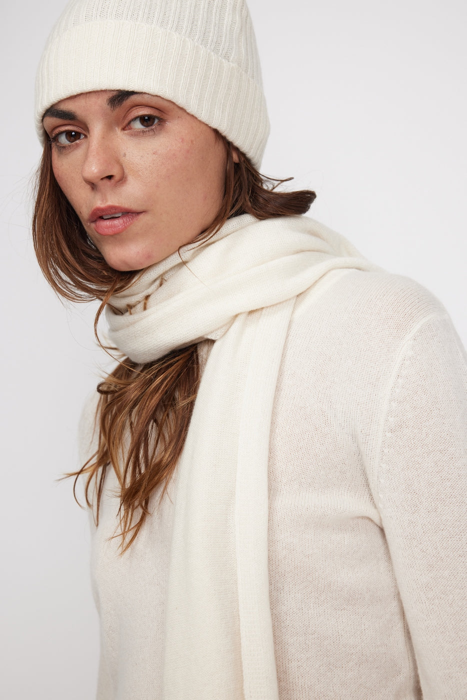 Sciarpa Stola In Cashmere - Ecrù