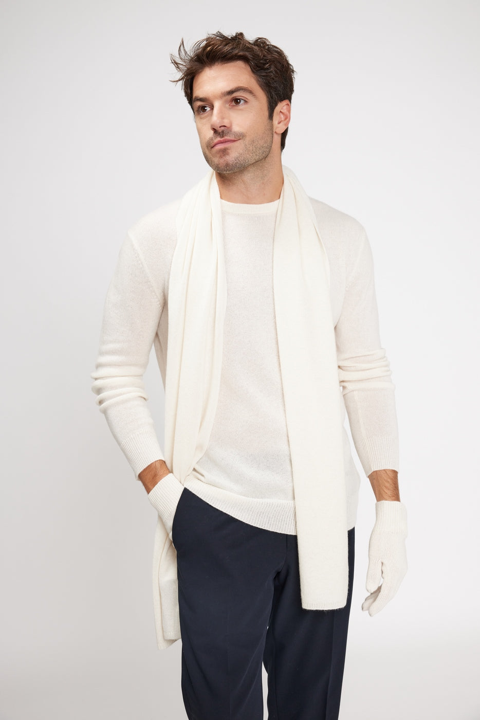Sciarpa Stola In Cashmere - Ecrù