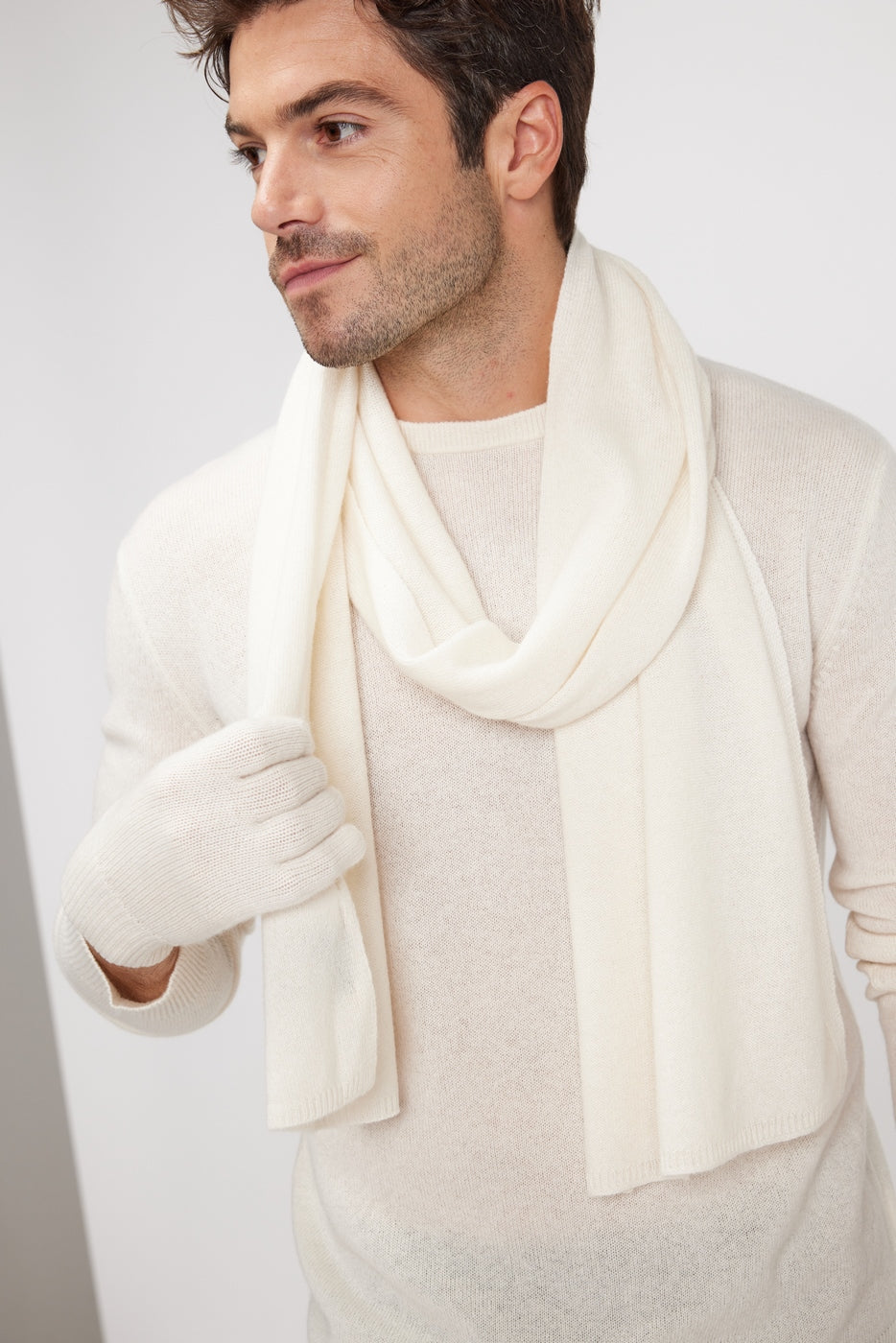 Sciarpa Stola In Cashmere - Ecrù
