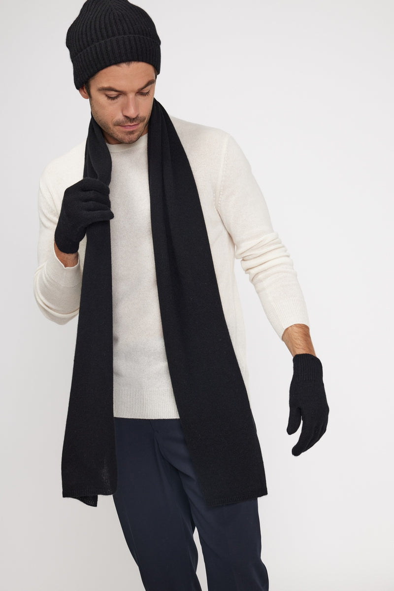 Stole Scarf - Black - 100% Oeko-Tex Cashmere - Mixed