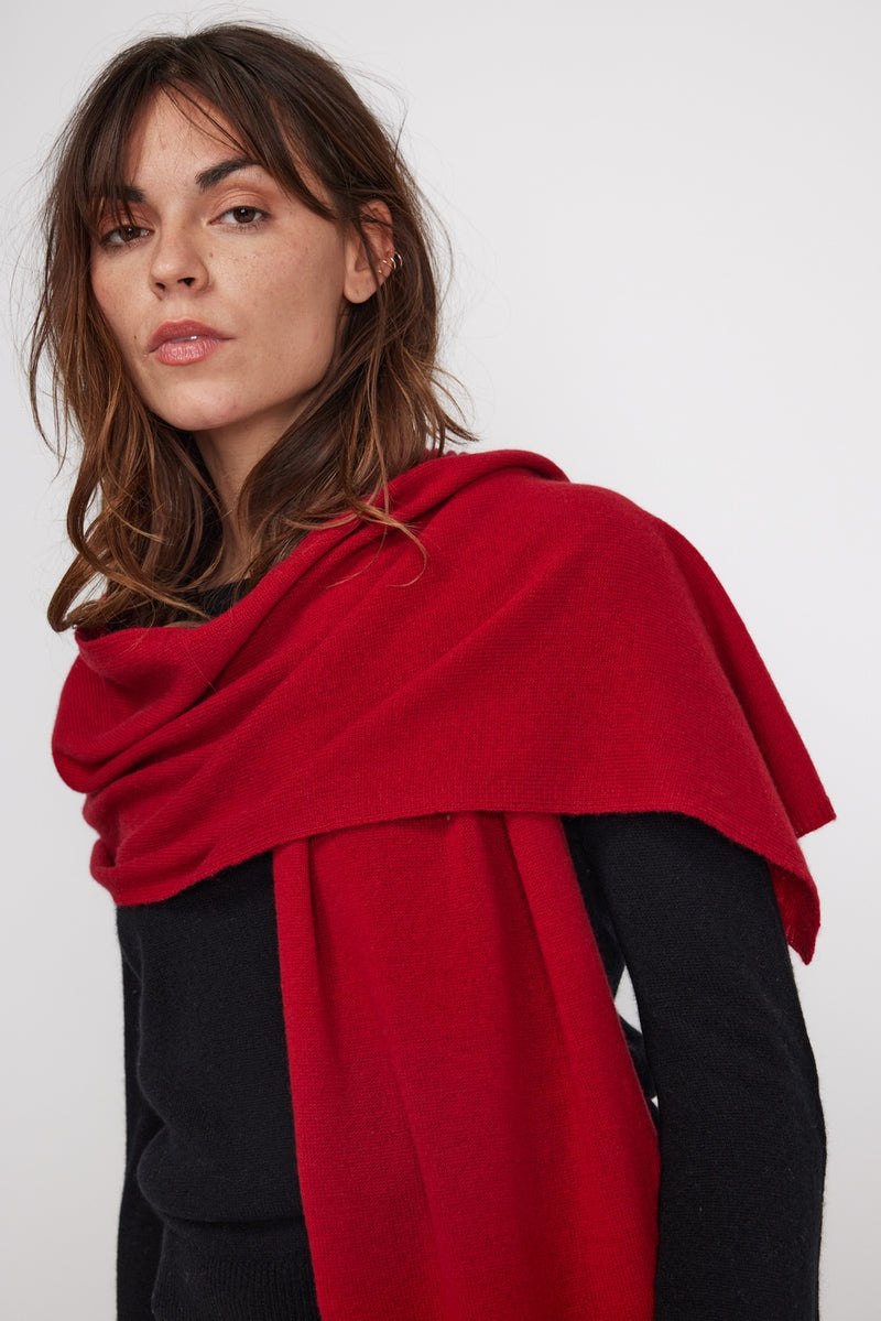 Scarf Stole - Red - 100% Oeko-Tex Cashmere - Mixed