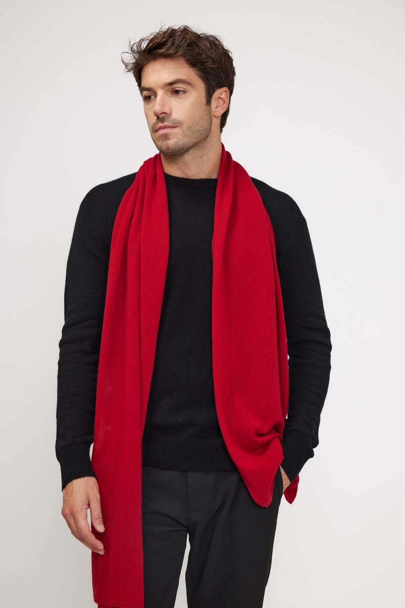 Scarf Stole - Red - 100% Oeko-Tex Cashmere - Mixed