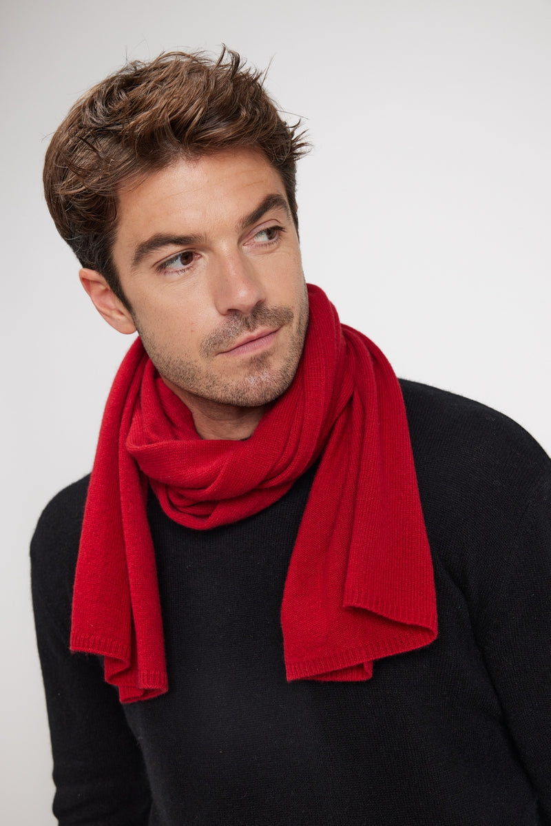 Scarf Stole - Red - 100% Oeko-Tex Cashmere - Mixed