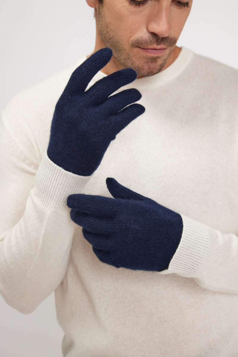 Gloves - Navy Blue - 100% Oeko-Tex Cashmere - Mixed