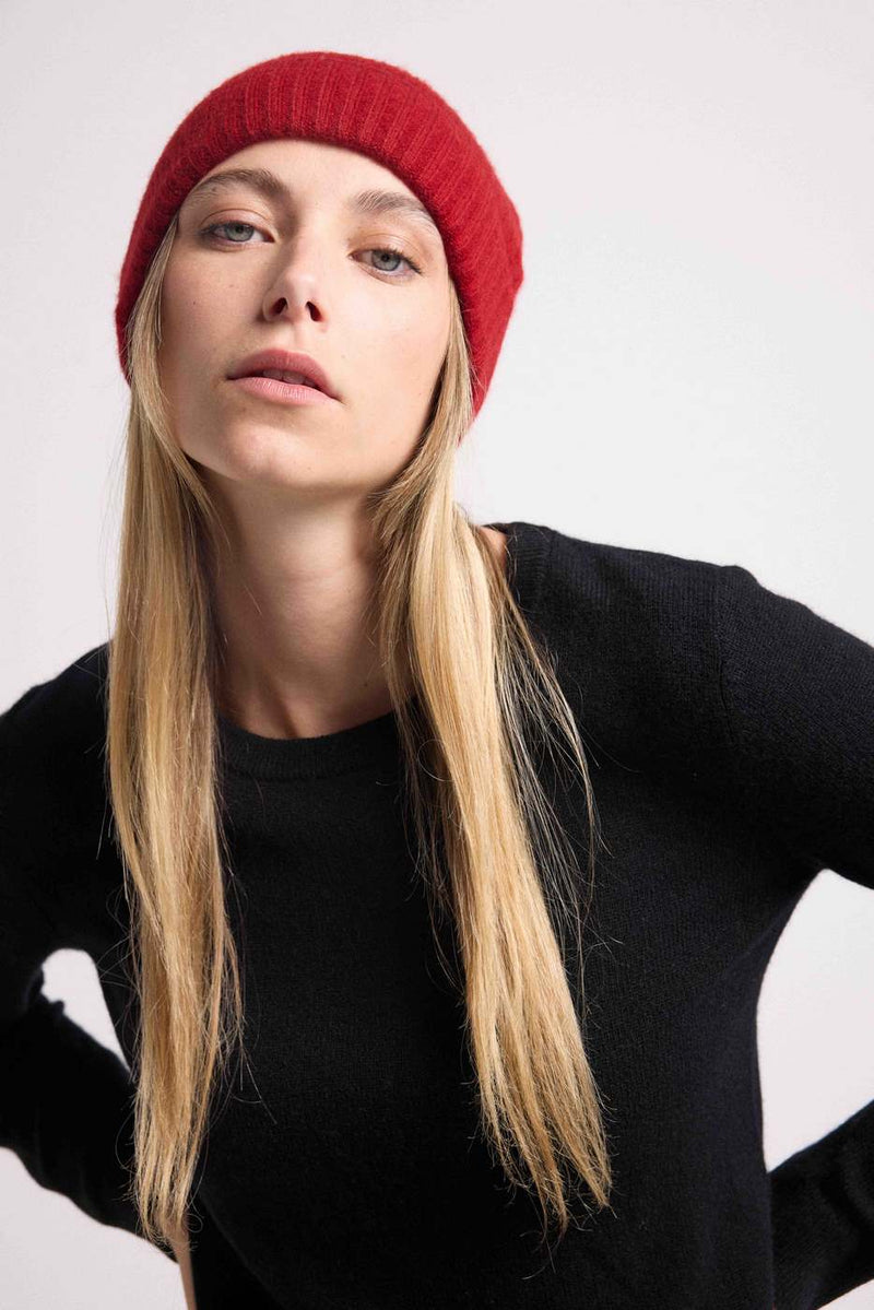 Beanie - Bordeau - 100% Cashmere Oeko-Tex - Mixed