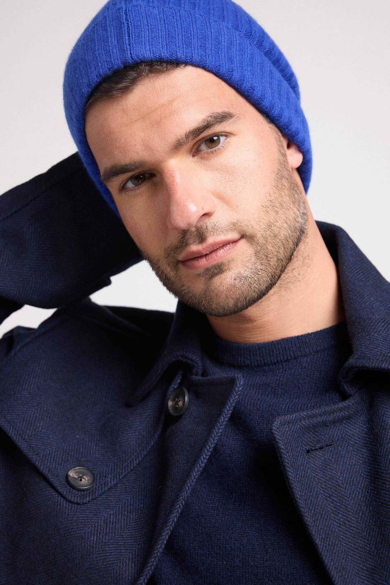 Beanie - Royal Blue - 100% Oeko-Tex Cashmere - Mixed