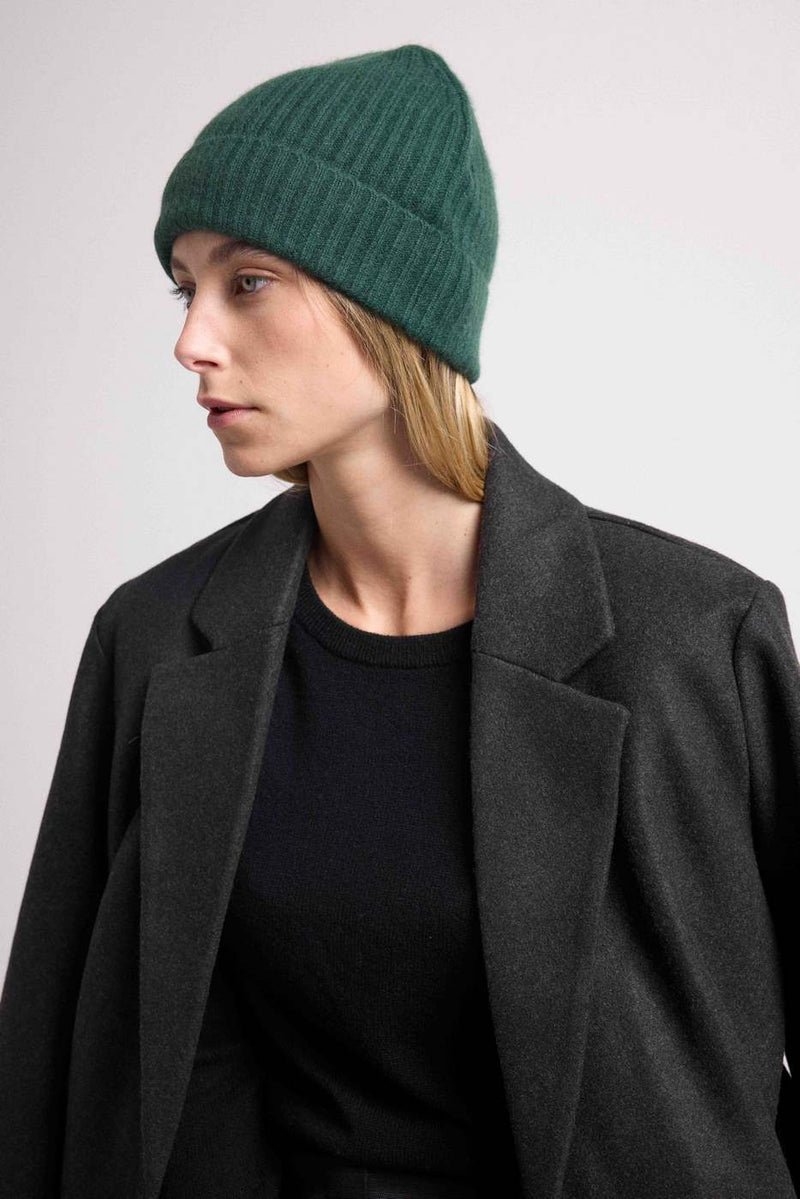 Beanie - Bottle Green - 100% Oeko-Tex Cashmere - Mixed