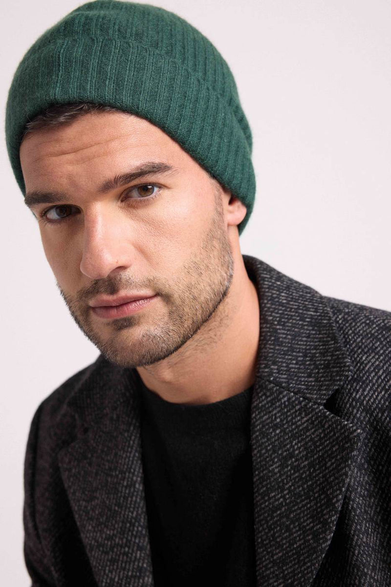 Beanie - Bottle Green - 100% Oeko-Tex Cashmere - Mixed