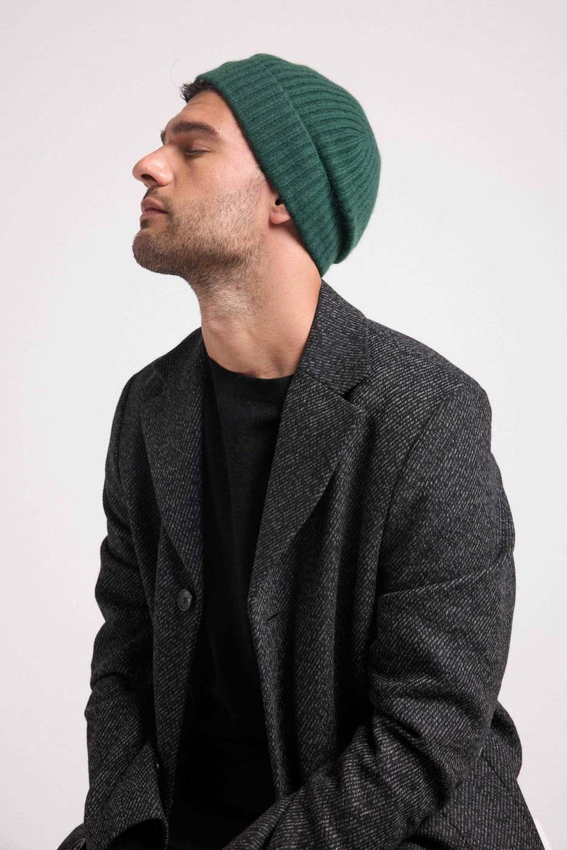 Beanie - Bottle Green - 100% Oeko-Tex Cashmere - Mixed