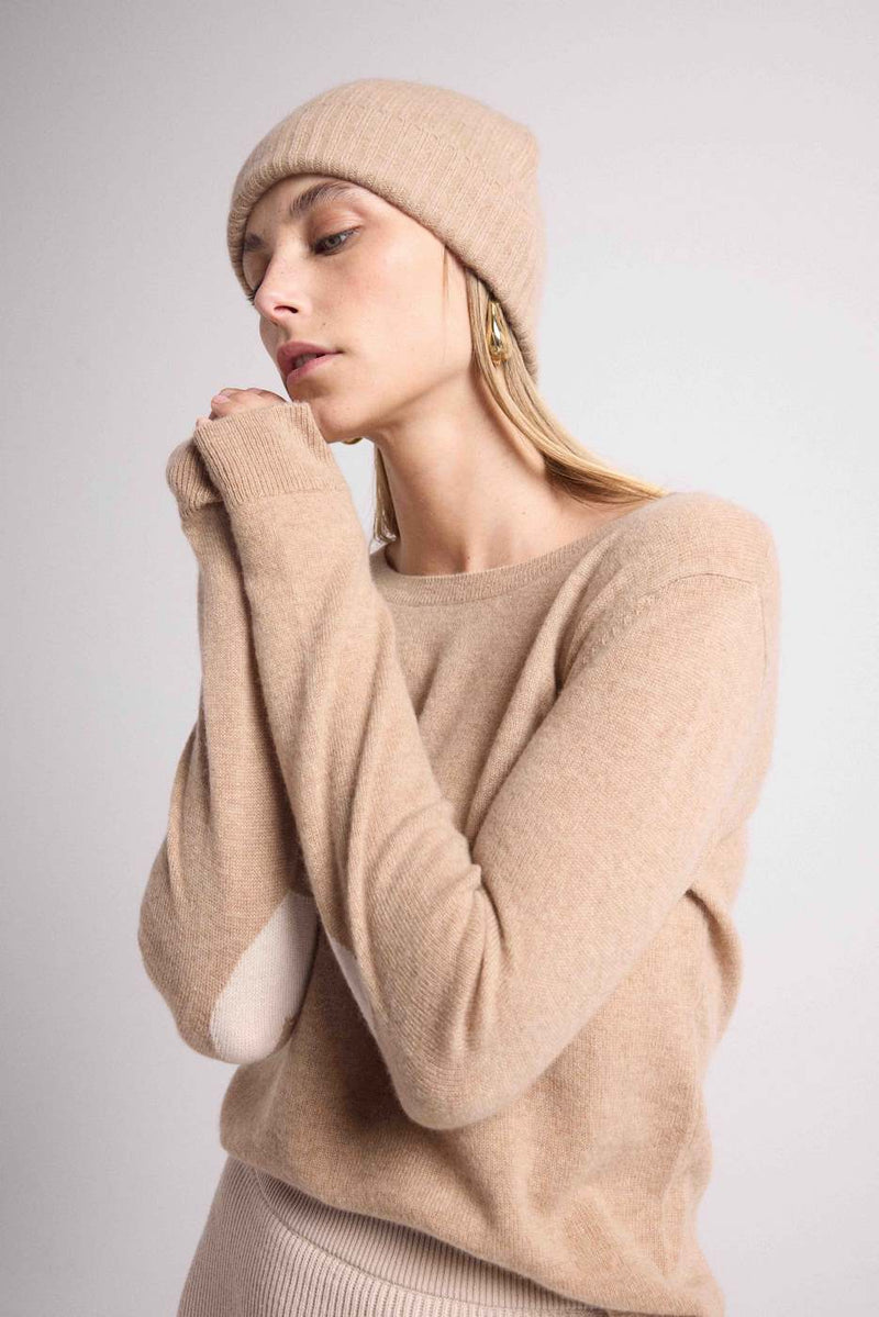 Beanie - New Beige Creme - 100% Cashmere Oeko-Tex - Mixed